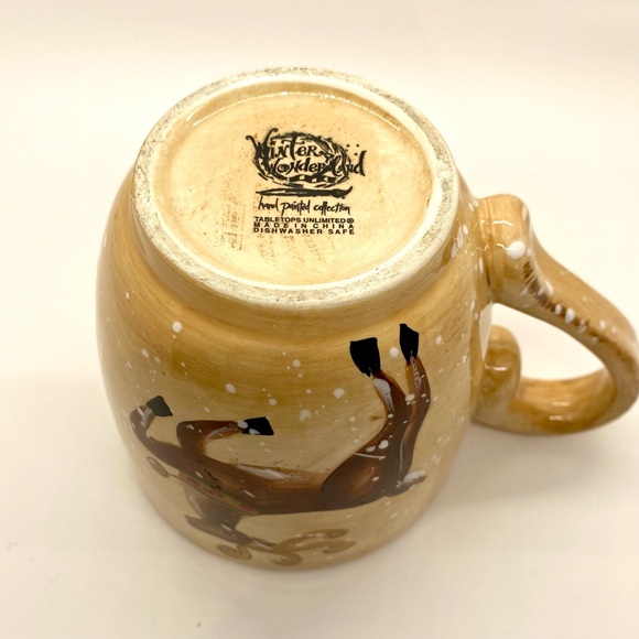 Tabletops Unlimited • Hand Painted Winter Wonderland Reindeer Mug 20oz - Picture 8 of 15